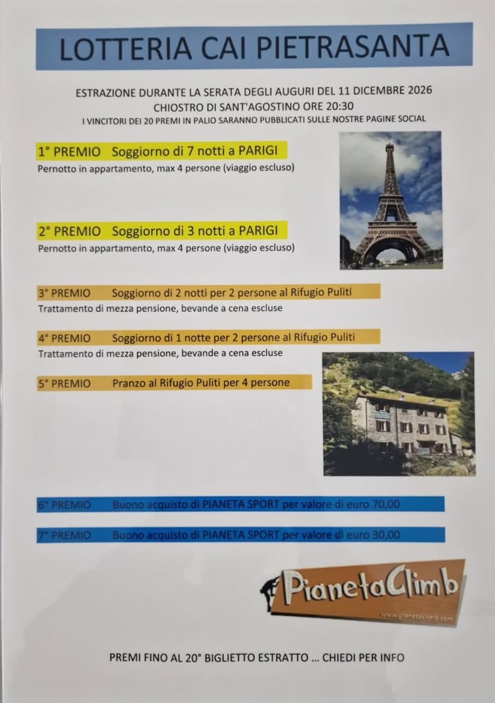 Ricordiamo i premi della nostra lotteria